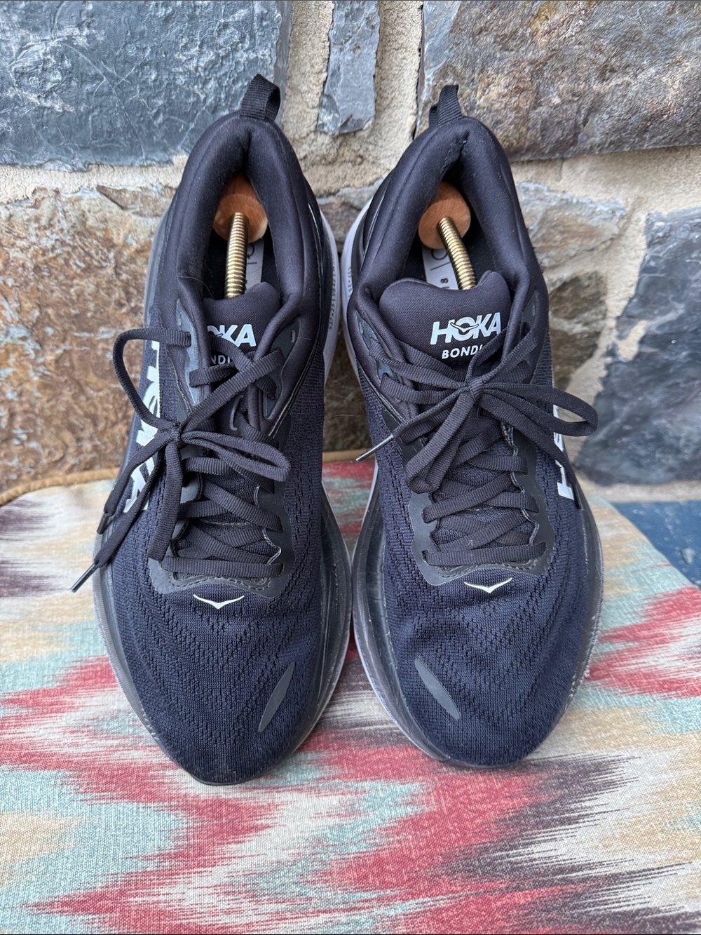 HOKA Bondi Black White Running Shoes Sneakers Athletic Comfort Women’s size 10.5